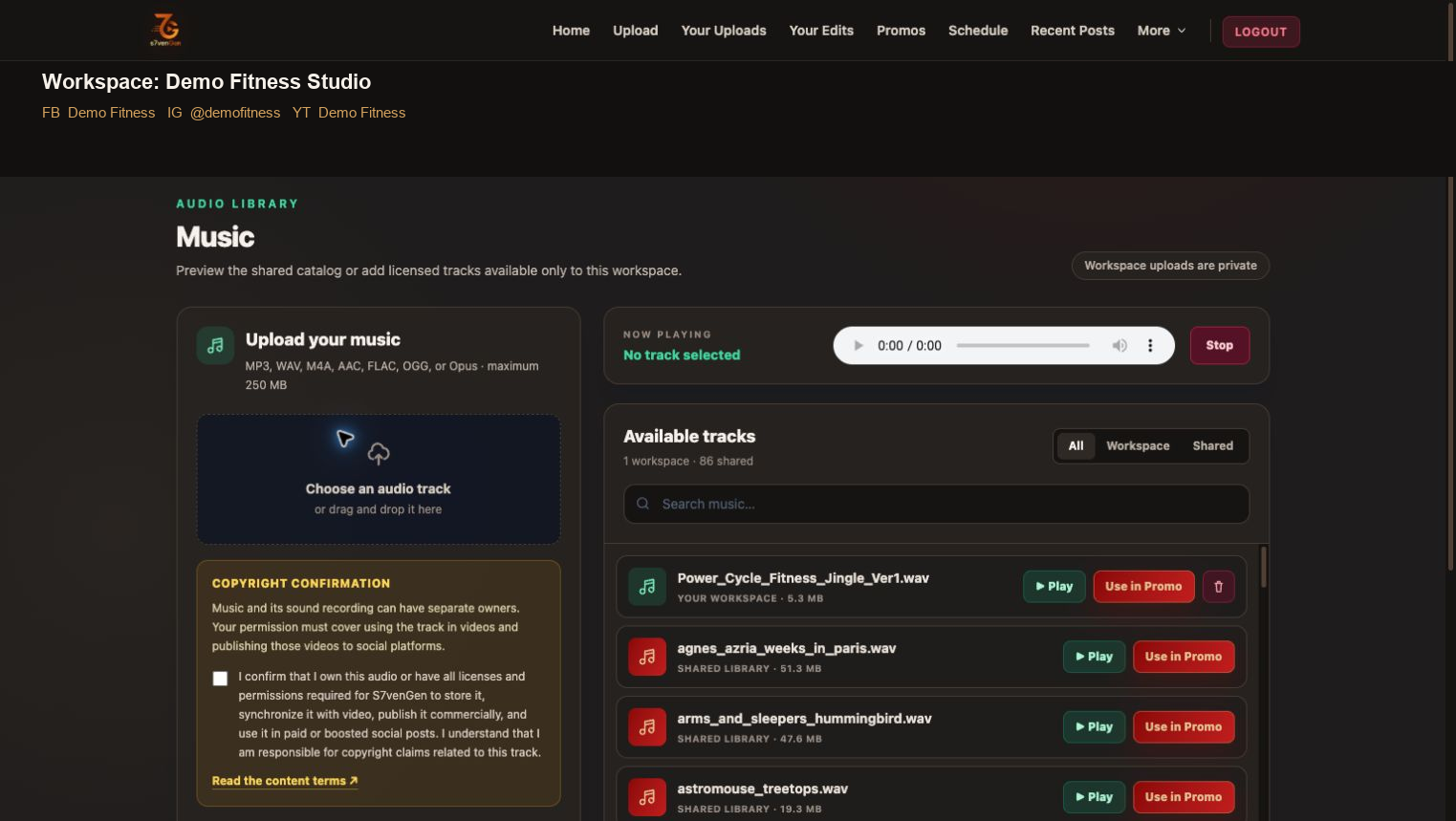 Music and soundtracks screen